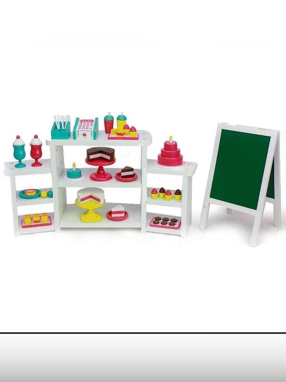 Wooden Play Bakery Set - Over 50 Piece 18 Inch Doll Bakery Wood Furniture Set